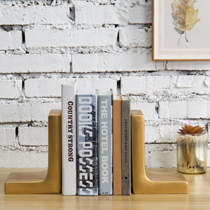 Gold <b>Decorative</b> Modern Concrete Bookends Minimalist Geometric Book Holders for <b>Bookshelf</b> Library Office Home <b>Decor</b> - Product Image 5