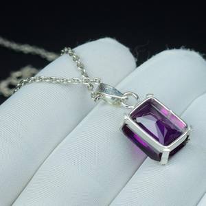 Pendentif de luxe en tourmaline rose taille émeraude, collier en pierre précieuse naturelle, fait main, cadeau pierre de naissance d'octobre - Product Image 2