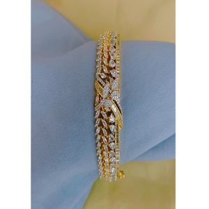 Pretty Premium Quality Zircon Bracelet Gold Plated <b>Charm</b> <b>Bangle</b> for Women and Girls for Wedding & Party Made of Brass - Product Image 2