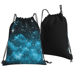 Galaxy Pattern Sublimation Polyester <b>Drawstring</b> <b>Backpack</b> Lightweight Sports Cinch Bag For Training Outdoor Travel And Daily Use - Product Image 2