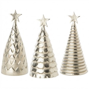 ชุดต้นคริสต์มาสทรงกรวยโลหะสีทองแชมเปญสุดหรู พร้อมลวดลายตกแต่ง ต้นสนตั้งโต๊ะประดับดาวท็อปเปอร์ ของตกแต่งวันหยุด - Product Image 1