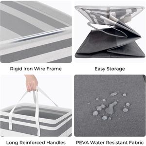 Set di 2 Grandi Cesti per Bucato Pieghevoli, Impermeabili e Autoportanti con Manici Rinforzati, Taglia L - Product Image 2