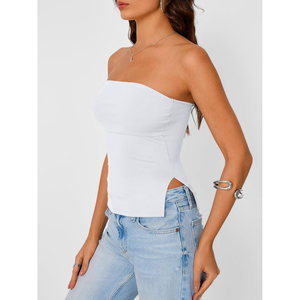 Tops de tubo FOXA 2025 para mujer, estilo crop, acanalados, tipo bandeau, sexy, moda Y2K, sujetador sin mangas de punto para salir, colección verano 2026 - Product Image 2