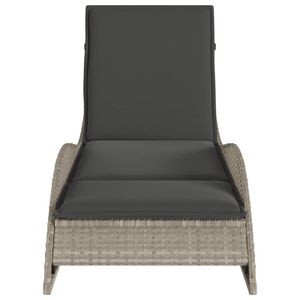 Lettino Prendisole Grigio Chiaro per Patio con Schienale in Rattan PE, Arredo da Esterno Reclinabile Manualmente, Design Contemporaneo - Product Image 4
