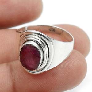 Anillo de Plata de Ley 925 al por Mayor con Piedra Preciosa de Rubí Natural de Alta Calidad, Joyería Bohemia Hecha a Mano para Niñas y Niños - Product Image 3