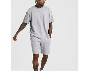 Conjunto de Camiseta y Pantalones Cortos de Verano 2026, Cuello Redondo, 100% Algodón, Estilo Casual, Holgado y Transpirable para Hombre - Product Image 3