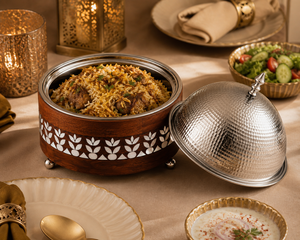 Plat à gratin de luxe en bois avec couvercle en acier inoxydable, finition polie traditionnelle chinoise, isolé, écologique et durable pour les aliments - Product Image 4