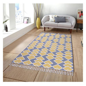 Tapis antidérapants en laine de haute qualité en coton lavable avec toucher doux et poignée de sécurité motif abstrait fonctionnel - Product Image 1