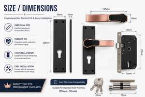 Juego de Manijas de Puerta Modernas en Oro Rosa con Placa Trasera Negra, Manija de Puerta de Palanca Premium para Puertas Residenciales, de Oficina y de Hotel - Product Image 4