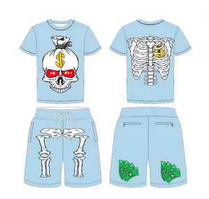 Conjunto de Camiseta y Pantalones Cortos para Hombre, Verano 2026, Estilo Desgastado con Acabado Ácido, Sin Mangas, Dobladillo Crudo, 2 Piezas - Product Image 3