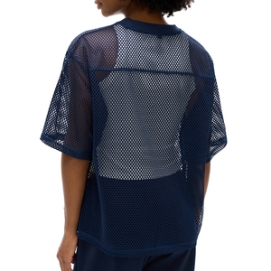 Camiseta Casual de Malla para Mujer con Hombros Caídos, Oversize, Premium, Transpirable, de Moda, con Estampado Personalizado, Ropa de Boutique - Product Image 5
