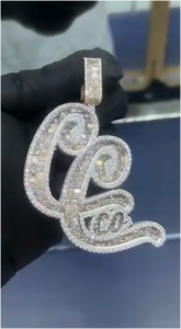 Colgante de letras artísticas Hip Hop con Moissanita VVS Iced Out, Plata de ley 925, con engaste/logotipo personalizado, Joyería de moda - Product Image 3