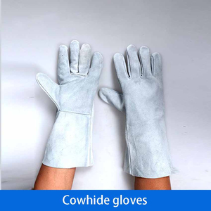 Professional Wholesale Leather Welding <b>Gloves</b> Wit White Leather Welding <b>Gloves</b> Straight Thumb No Lining - Product Image 2