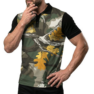 เสื้อโปโลลายพรางแบบกำหนดเองสำหรับผู้ชาย ขายส่ง เสื้อโปโลทีมแบบถักลายพรางกันขนร่วงสำหรับผู้ชาย - Product Image 1