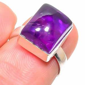 Anillos de Amatista con Piedras Preciosas Naturales, Plata de Ley, Engaste de Bisel, Tamaños Personalizables, Forma Octogonal, para Bodas y Fiestas - Product Image 4
