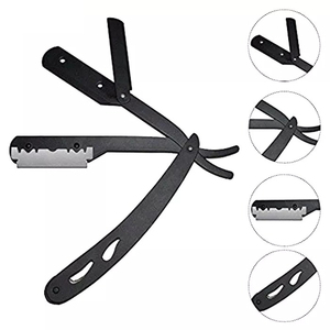 Nueva Navaja de Afeitar Negra de Estilo Japonés con Hoja Recta y Mango de Metal, Navajas de Afeitar Plegables para Hombre - Product Image 2