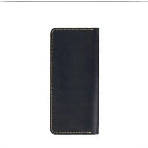 <b>Black</b> Genuine <b>Leather</b> Long Bifold Card Holder <b>Wallet</b> Slim Cash Pocket Minimalist Chequebook Sleeve Organizer Bag For Men - Product Image 3