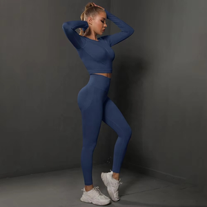 Conjunto de Yoga para Mujer de 2 Piezas, Transpirable, Antiarrugas, Ligero, Cintura Elástica, Ropa Deportiva para Gimnasio, OEM - Product Image 2