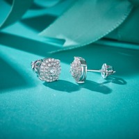 Pendientes de Lujo con Diamantes Cultivados en Laboratorio, Chapados en Oro y Plata, Corte Cojín, Joyería de Moda para Estudiantes Universitarios