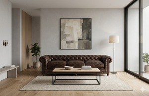 Vintage Chesterfield Genuine Leather <b>Sofa</b> Tufted Button Executive Lounge Couch Office Furniture Living Room Furniture - Product Image 1