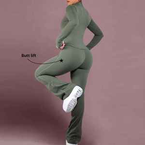 Ensemble de vêtements de sport respirants avec logo personnalisé, leggings longs pour le yoga, ensemble de pantalon et soutien-gorge de fitness pour femmes - Product Image 4