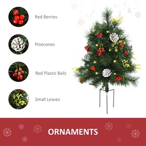 Albero di Natale Artificiale in Pino Pre-Illuminato da Esterno 22,5 Pollici, Confezione da 2 con 24 Luci Bianco Caldo e Picchetti, Design Senza Fili - Product Image 4