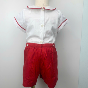 Wholesale 20 pcs Customized Color Children's Clothing <b>Toddler</b> Boys Clothing Sets for Baby Smocked Christmas Red White ODM OEM - Product Image 4