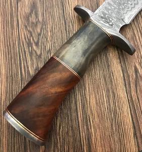 Cuchillo Bowie de Acero de Damasco Hecho a Mano de Alta Calidad, Mango de Madera y Hueso, Hoja Bowie, Cuchillo para Supervivencia al Aire Libre, Caza y Camping - Product Image 3