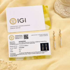 14KT Solid Gold IGI Certified Lab Grown <b>Diamond</b> <b>Dangle</b> Hoop <b>Earrings</b> Minimalist Spike Huggies for Women Wedding Party Gift Fine - Product Image 6