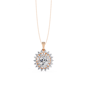 Collier pendentif tendance unisexe en or jaune 18 carats massif, serti de diamants naturels taille brillant, certifié IGI - Product Image 3