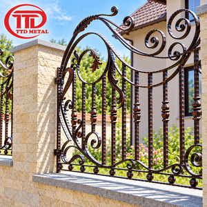Panneau de clôture en fer forgé de luxe TTD avec ornements en spirale pour villa - Product Image 1