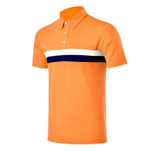 Men's Lime Green Short Sleeve <b>Polo</b> Shirt With Navy <b>White</b> Stripe Color Blocked Casual Regular Fit Knitted Fabric - Product Image 4