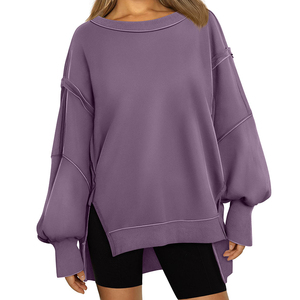Vêtements de détente doux pour femmes, pull confortable à porter au quotidien, tenue décontractée ample, style décontracté, manches longues, usage quotidien, design simple - Product Image 4