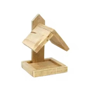 Plataforma de Alimentación para Pájaros Silvestres, Compacta, de Madera, con Techo a Dos Aguas, para Patio o Terraza - Product Image 1