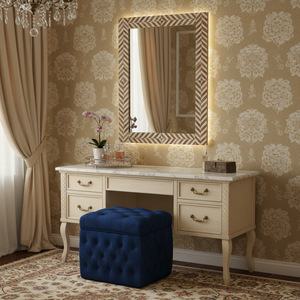 Luxury 24" x 36" Bone <b>Mirror</b> | Handcrafted Bone Inlay Rectangular <b>Wall</b> <b>Mirror</b> | Elegant Home Decor for Living Room Entryway - Product Image 2
