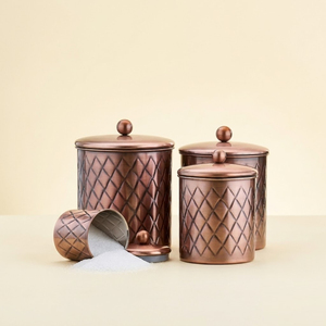 Wholesale Rustic Galvanized Metal <b>Kitchen</b> Canister With Copper Band Accent Farmhouse Style Lidded <b>Storage</b> <b>Container</b> For Cookie - Product Image 6