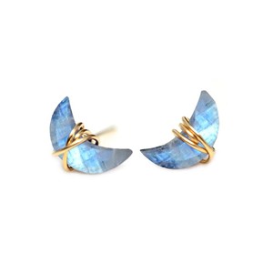 Pendientes de Plata con Forma de Media Luna de Labradorita Natural, Joyería Hecha a Mano para Uso Diario - Product Image 3