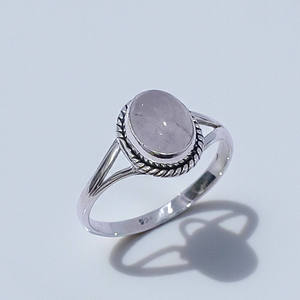 Anillo de cuarzo rosa en plata de ley 925, hecho a mano con piedras preciosas y anillos de plata ligeros, joyería a precio de mayoreo. - Product Image 2