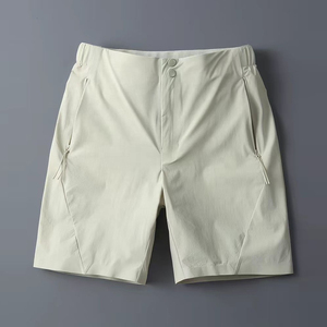 Pantalones cortos Bermuda de algodón Oxford de color sólido para hombre con cierre de botones y bolsillos laterales, diseño casual de cintura media - Product Image 1
