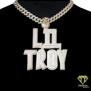 Iced Out Cuban Link Chain VVS Moissanite Letter Pendant Money <b>Bag</b> <b>Initial</b> Necklace Custom Hip Hop pendant - Product Image 2