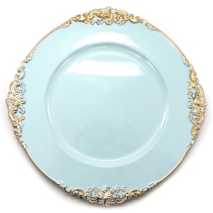 Assiette de service en métal blanc de style royal haut de gamme avec bord décoratif, idéale pour une table à manger, pour une mise en place de table élégante et luxueuse. - Product Image 4