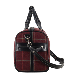Luxury Plaid Wool Leather Travel Duffel <b>Bag</b> Large Capacity Weekend <b>Overnight</b> <b>Bag</b> Custom Business Carry-On Luggage <b>Bag</b> OEM ODM - Product Image 3