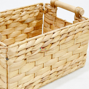 Cesta de Almacenamiento Rectangular de Jacinto de Agua Natural con Asas, Organizador Rústico Multiusos - Product Image 4