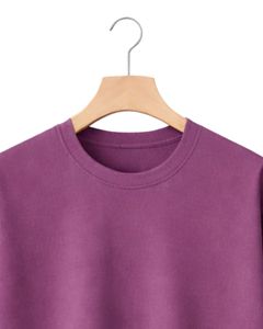 Camiseta Oversize Personalizada Morado Ciruela para Hombre, con Dobladillo Curvo, Hombro Caído, Cuello Redondo, Algodón Liso, Estilo Urbano, Verano - Product Image 5