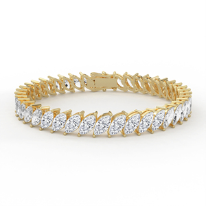 กำไลข้อมือเพชรทรงมาร์ควิสแบบซิกแซก ตัดเฉียง ทอง 14k 18k ดีไซน์ไดนามิกแบบสลับขาหนีบ - Product Image 1