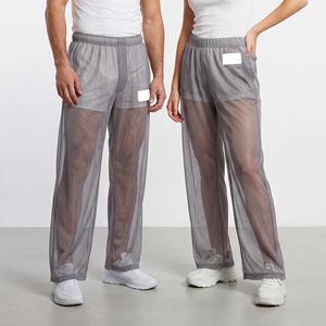 Pantalones Unisex de Malla Transparente, Largos, Cintura Elástica, Transpirables, de Color Sólido, Casuales, para Hombre y Mujer - Product Image 1