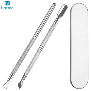 Best Supplier New Arrival Custom 2-Piece Stainless Steel Manicure & Pedicure <b>Tool</b> Set Dual-Ended Cuticle Pusher And Nail Cleaner - Product Image 2