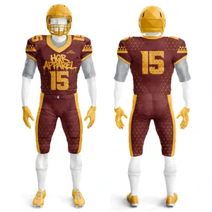 Uniforme de Fútbol Americano para Adultos, MOQ Bajo, Alta Calidad, Personalizado para Equipos, 100% Poliéster, Secado Rápido, Impresión por Sublimación - Product Image 3