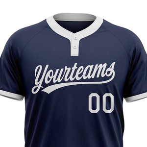 Unisex Two Button Baseball Jersey Moisture Wicking Custom Shoirt Sleeves Durable Breathable Anti-BacterialTeam V Neck Jersey - Product Image 3