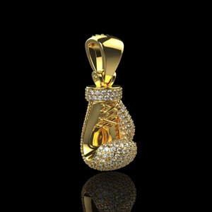 2.20CT Moissanite <b>Boxing</b> <b>Glove</b> Pendant 925 Silver 14K Gold Plated Strength <b>Necklace</b> Powerful Gift Round Cut Hip Hop Pendent - Product Image 1